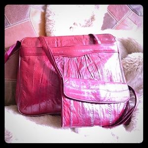 VINTAGE GENUINE EEL SKIN PURSE AND WALLET